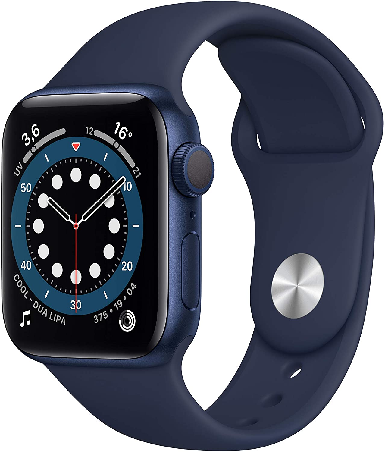 Apple Watch Series 6 (GPS, 40 mm) Caja de aluminio en azul - Correa deportiva azul marino intenso