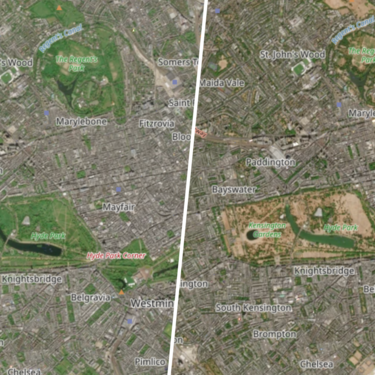 Inglaterra ha sido toda su vida un país verde. Visto desde el cielo, este verano parece España