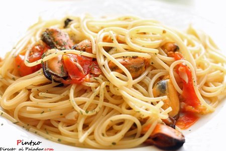 Receta de espaguetis con mejillones