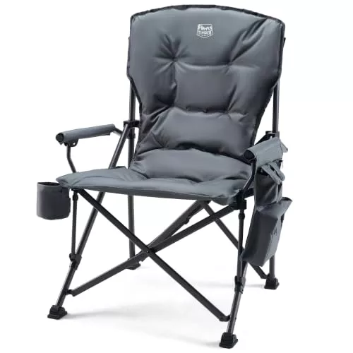 TIMBER RIDGE Silla de camping plegable de 4 cm, silla plegable acolchada, camping, 62 cm de ancho y respaldo de 68 cm de alto, silla plegable, se puede cargar hasta 230 kg con bolsa más fresca y