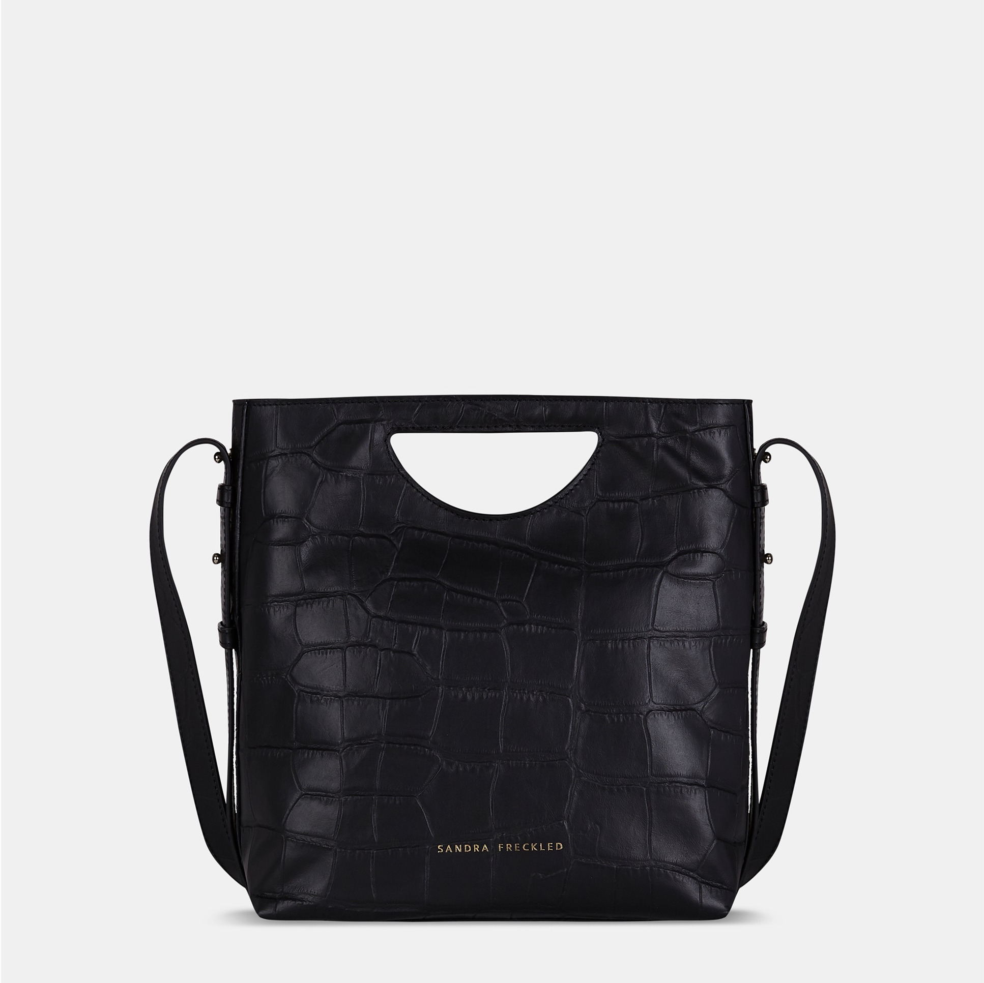 Bolso de mano grande en piel grabada con bandolera - Sandra Freckled