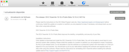 Ya disponible la tercera beta de OS X Yosemite 10.10.4