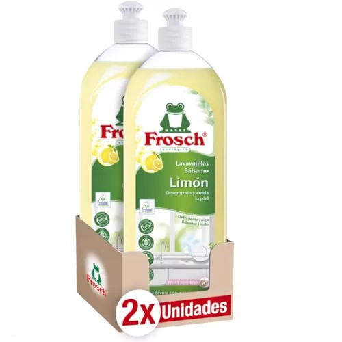 Frosch - Lavavajillas a Mano Líquido Bálsamo Ecológico Limón, Desengrasa y Protege la Piel, Dermatológicamente Testado - Pack de 2 Unidades x 750 ml