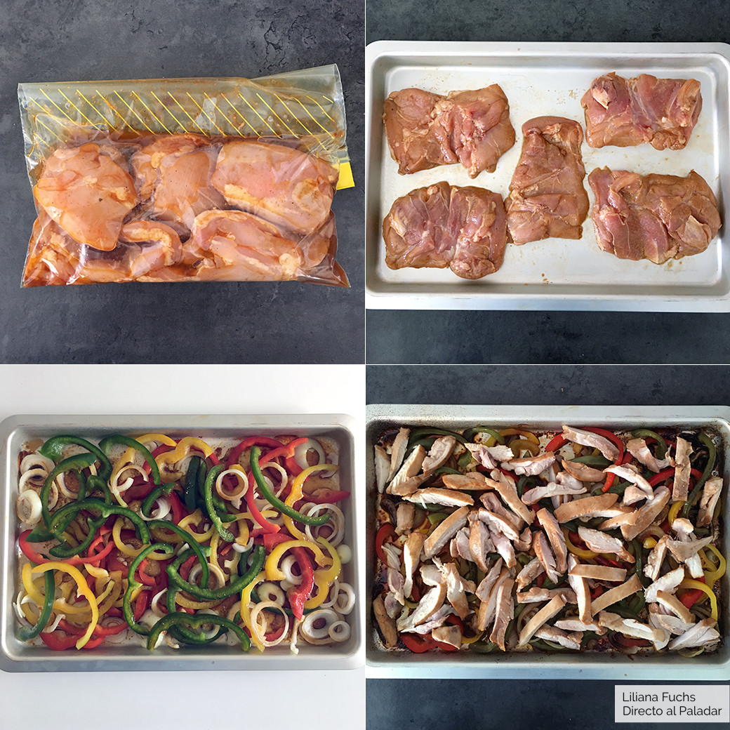Fajitas de pollo al horno. Receta de cocina fácil, sencilla y deliciosa