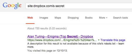 Usando Google para descubrir archivos no tan secretos en Dropbox
