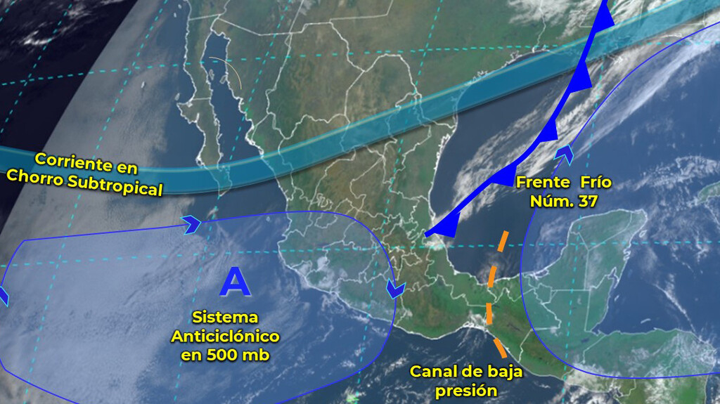 El frente frío 37 sigue en México, pero en proceso de disipación con temperaturas de entre -10 y hasta 45 °C, aunque con lluvias y viento . Noticias en tiempo real