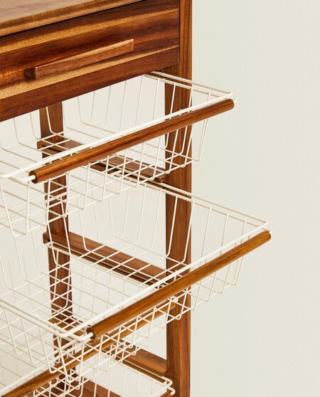 MUEBLE ALMACENAJE MADERA Y METAL RUEDAS