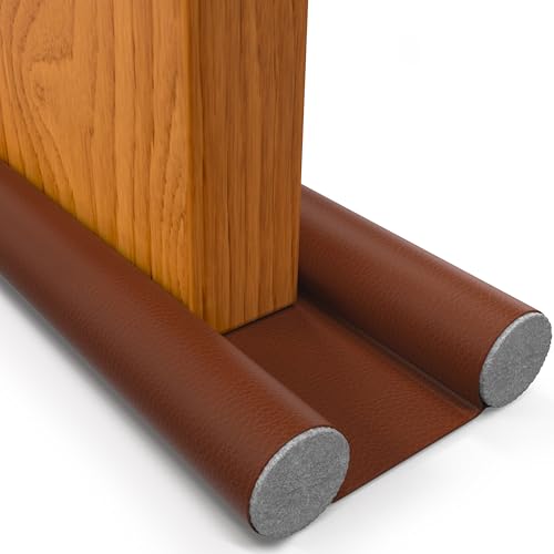 Burlete Puerta Entrada y Bajo Puerta Aislante HOGARLAX, hasta 93cm (Marrón) | Bloquea corrientes de aire y frío. Aislante puertas de entrada, exterior e interior. Impermeable, sin adhesivo y recortable