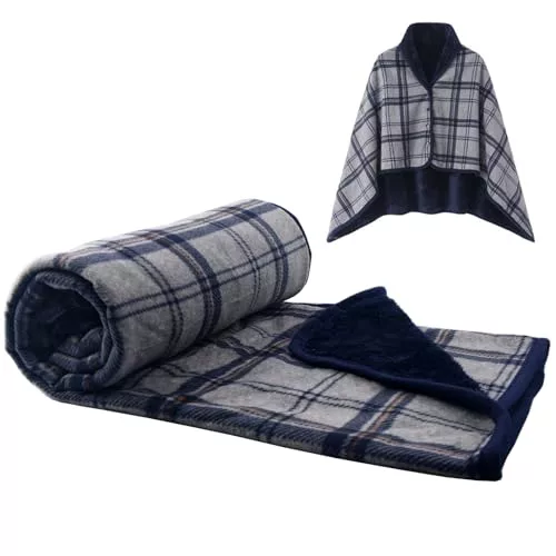 SIVENKE Manta Bufanda Mujer Poncho Invierno Mantas con Botones a Presión Sudadera Cálida Capa Térmica Envoltura Cardigan para Casa Camping 100 x 140 cm