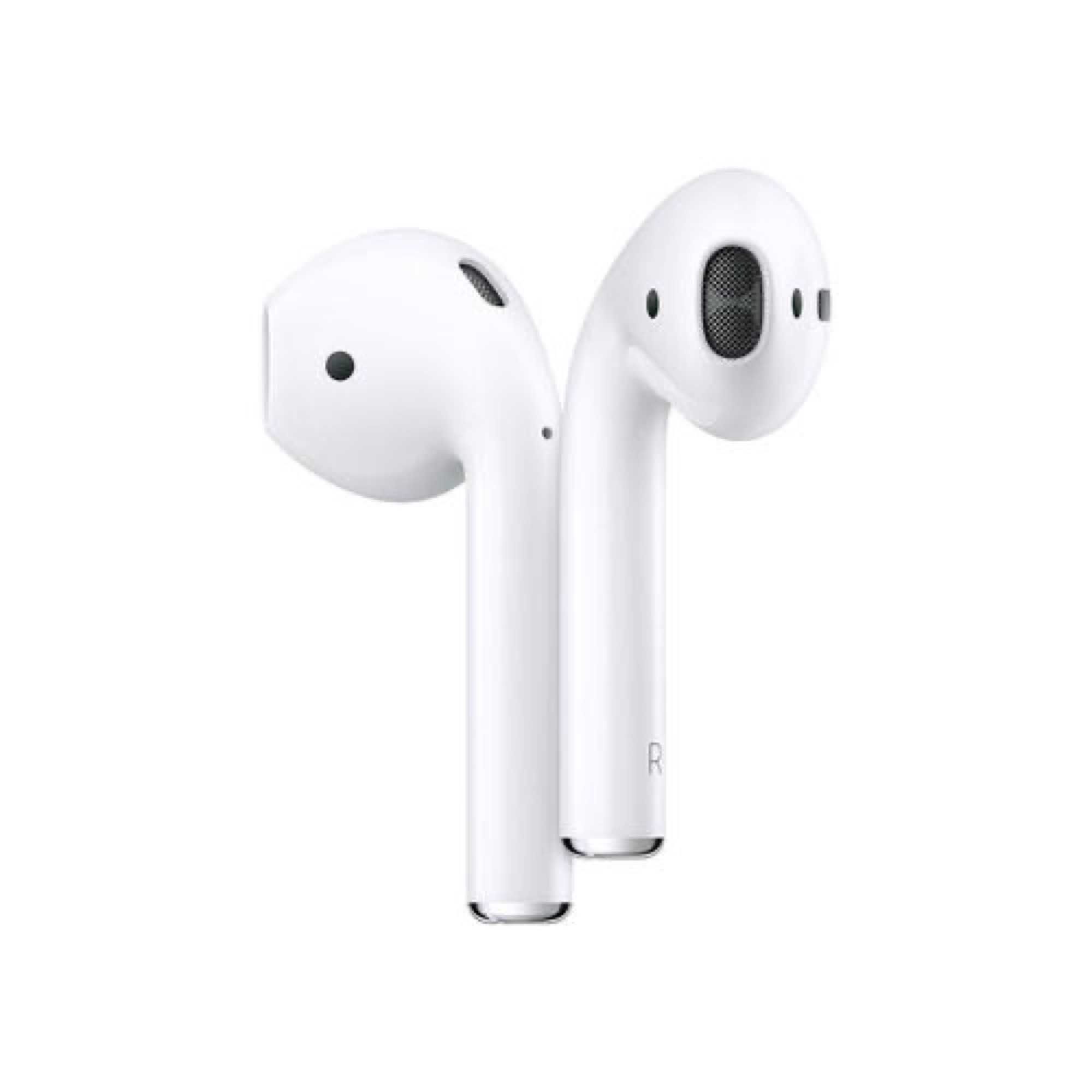 Apple AirPods 2, with H1 chip and wireless sound.