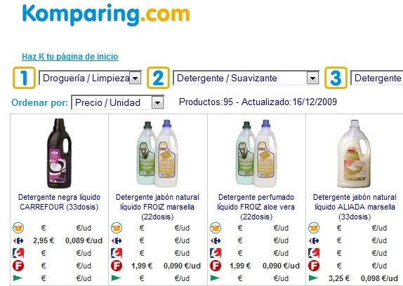 Komparing: otro comparador de precios de supermercado