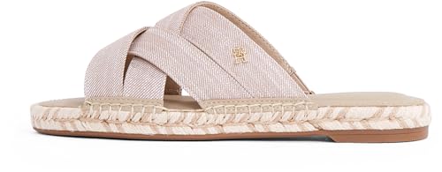 Tommy Hilfiger Alpargatas Mujer Chambray Mule Sandalias, Beige (Horseradish), 39