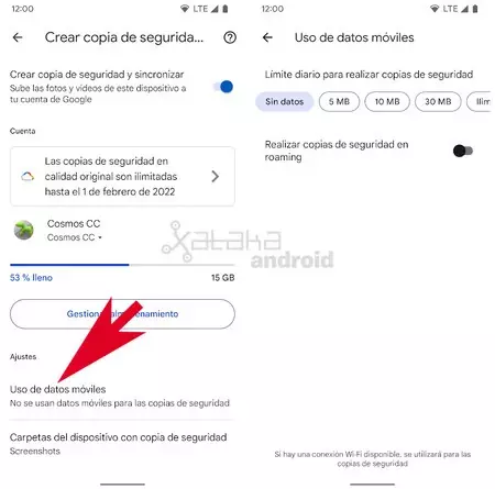 Googleフォトのモバイルデータ