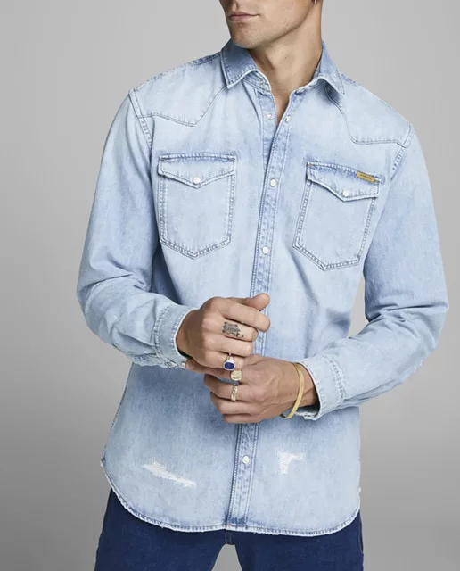 CAMISA VAQUERA DE HOMBRE SLIM AZUL CLARO