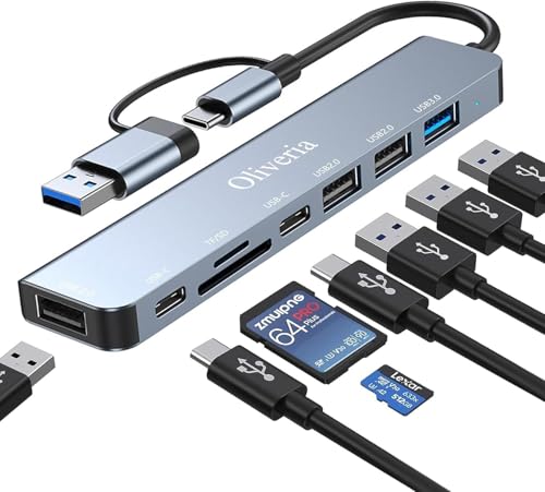Hub USB C 3.0, Adaptador Multipuerto 8 en 2 