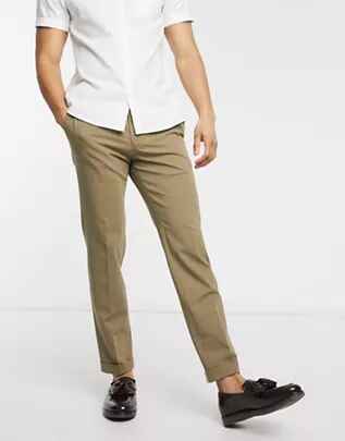 Pantalón tipo chino de corte slim color arena de Selected Homme