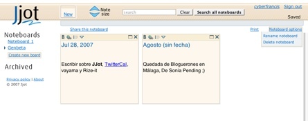Jjot, creando tablones de notas personales