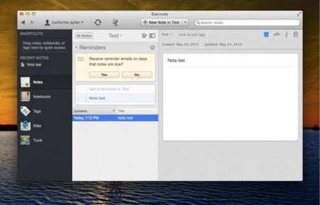 Evernote añade recordatorios a sus notas con Reminders
