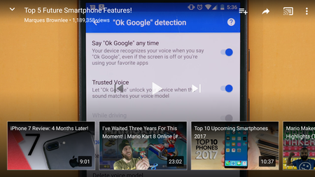 YouTube para Android comienza a mostrar sugerencias en la reproducción de vídeos a pantalla completa