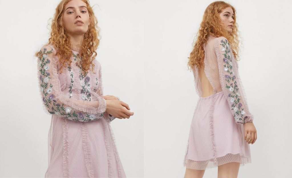 Vestido de malla bordado