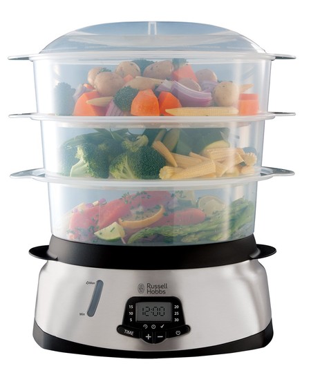 Por 54,90 euros tenemos la vaporera de tres pisos Russell Hobbs 23560-56 en Amazon