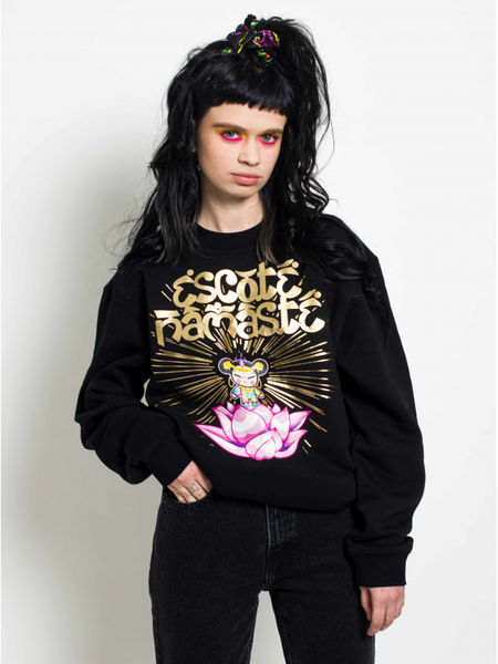 Namaste Black Sweatshirt maria escote pucca