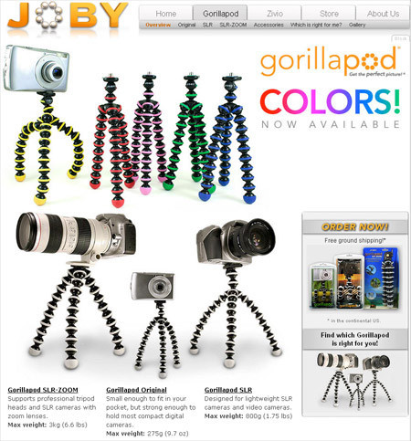 Nuevos gorillapods, de colores y con ventosa