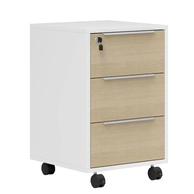 Cajonera de Oficina HOMCOM Melamina de Madera, MDF Blanco y Roble 40x40x63.5 cm
