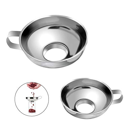 Acero Inoxidable Embudo 2pcs Mermelada Embudo para Latas Anchas y Regulares Juego de Embudo de Cocina para el Transporte de Líquidos Aceites Polvos Frijoles