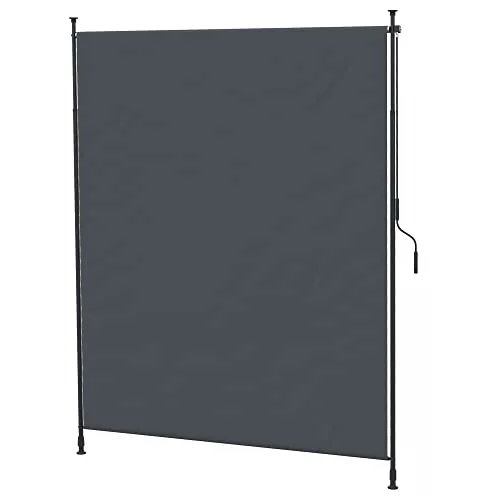 Outsunny Toldo Vertical Exterior 200x305 cm, Pantalla de Privacidad Enrollable, Toldo Lateral Ajustable con Manivela, Protección UV 40+ e Impermeable, Sin Taladro, para Balcón, Jardín, Gris