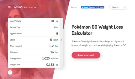 ポケモンの体重減少計算機