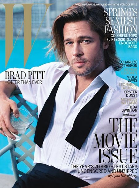 Brad Pitt, candidato al Oscar como mejor actor, en la portada de W Magazine
