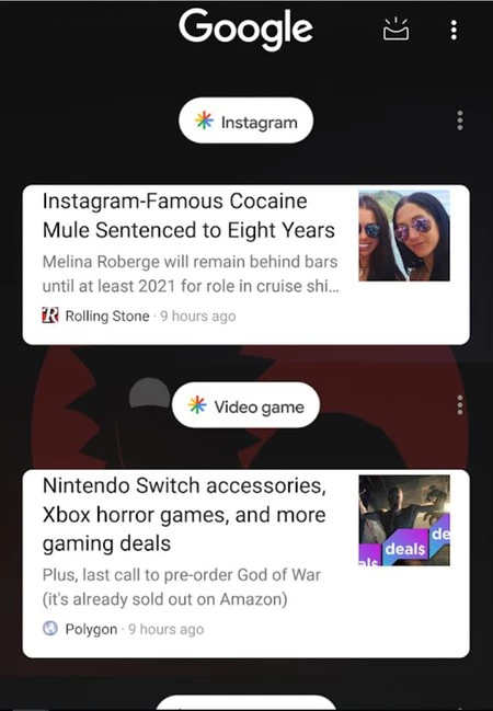 新しい Google アプリ フィード
