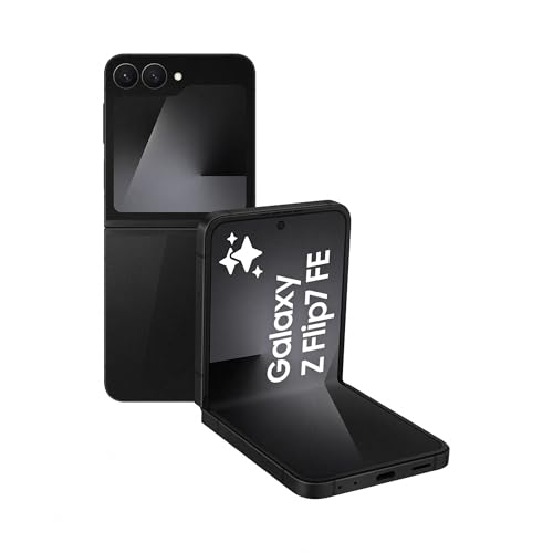 Samsung Galaxy Z Flip7 FE 128GB - Teléfono con IA, Diseño Plegable, Pantalla Frontal Amplia, Cámara 50MP, Memoria 8GB, Batería 4000 mAh, Garantía 3 Años + 1 año Extra, Negro (Versión Española)