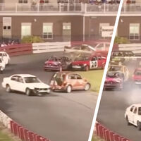 El coche de delante tiene motor, pero no frenos. El de detrás tiene frenos, pero no motor. Así son las carreras de coches encadenados, lo más entretenido que puedes ver