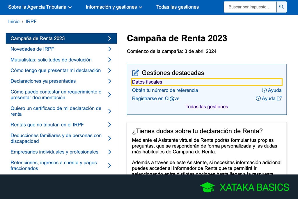 Cómo mirar y revisar tus datos fiscales para la Renta 2023 