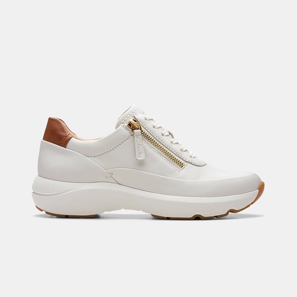 Zapatillas bajas Tivoli Zip de mujer en cuero con suela de goma

