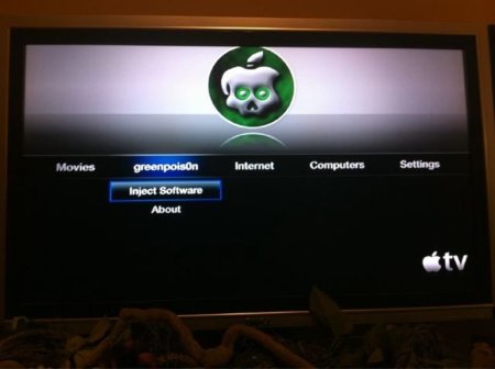 Primera imagen del AppleTV con Greenpois0n instalado