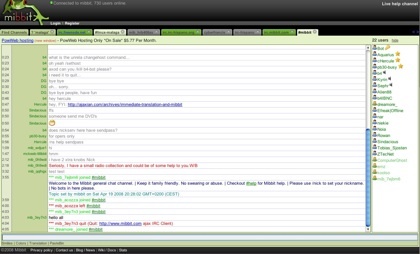 Mibbit, el cliente web de IRC