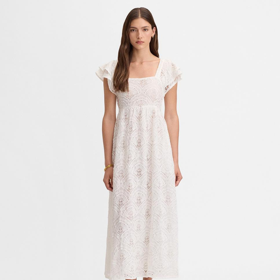Vestido largo bordado Blanco Simorra