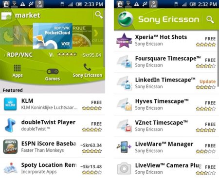 Sony Ericsson abre su propio canal en Android Market