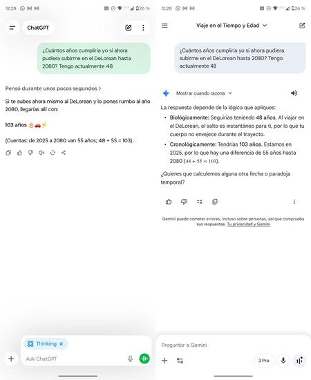 Gemini 3 Pro compreendeu nuances da viagem no tempo muito melhor do que o ChatGPT 5.1 (ambos em modo de raciocínio)