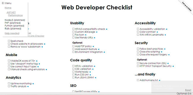 Web Developer Checklist