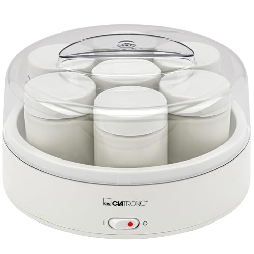 Yogurtera Clatronic para una preparación rápida y fácil | Yogurtera para yogur, queso fresco y queso crema | Yogurtera con 7 tarros de 160 ml con tapa | JM 3344