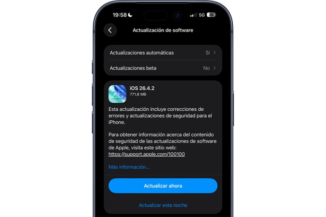 Apple lanza iOS 26.4.2 y toca actualizar el iPhone. Su única novedad es ...