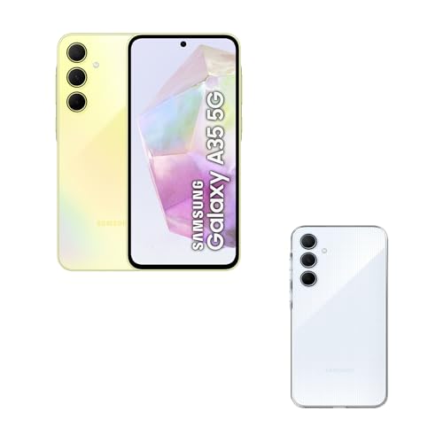 SAMSUNG Galaxy A35 5G 128GB con Funda Transparente, Teléfono Móvil Android, Smartphone Libre, 6GB RAM, Batería 2 Días de Duración, Cámara 50MP, Amarillo (Versión Española)