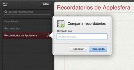 Apple actualiza la web de iCloud con los recordatorios compartidos