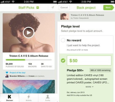 Kickstarter llega a iOS