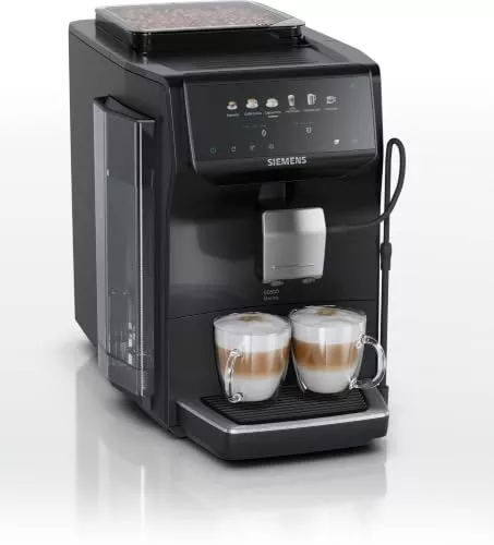 SIEMENS, Cafetera superautomática EQ500 iAroma, Negro, TP551E07 | Molinillo cerámico integrado, limpieza fácil, controles táctiles y personalización para 6 bebidas