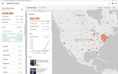 Esta app de Microsoft para PC y Xbox, permite acceder en tiempo real a los últimos datos del COVID-19